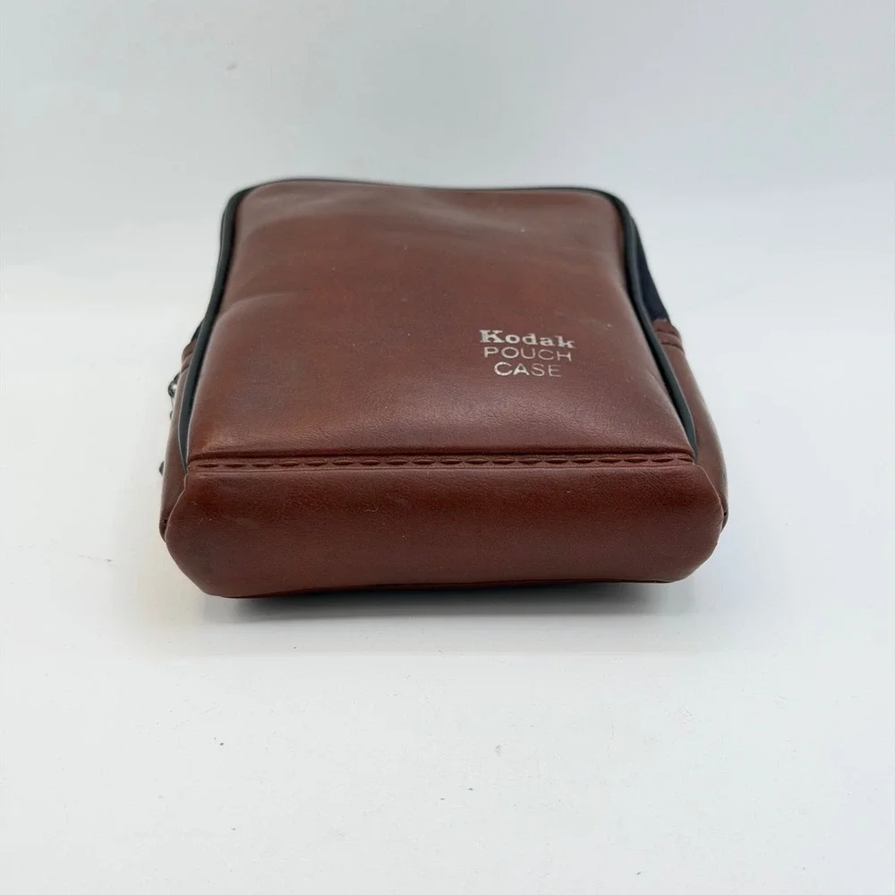 Kodak Pouch Case Brown Faux Leather Vintage Camera Bag Belt Loop Zippered